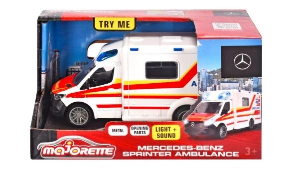 Levně Majorette Autíčko sanitka Mercedes-Benz Sprinter Ambulance se zvukem a světlem délka 15 cm