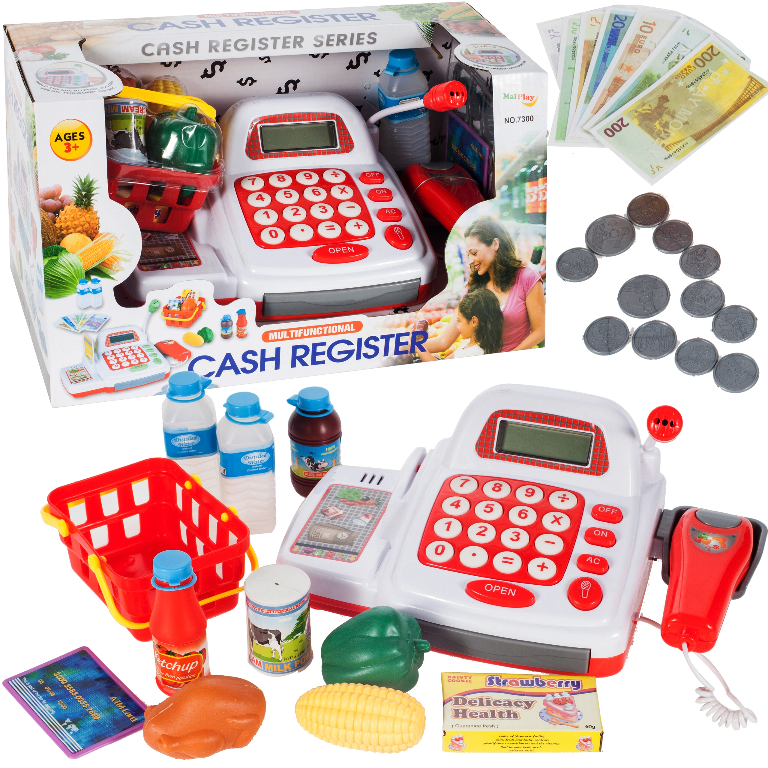 Dětská pokladna s košíkem a potravinami