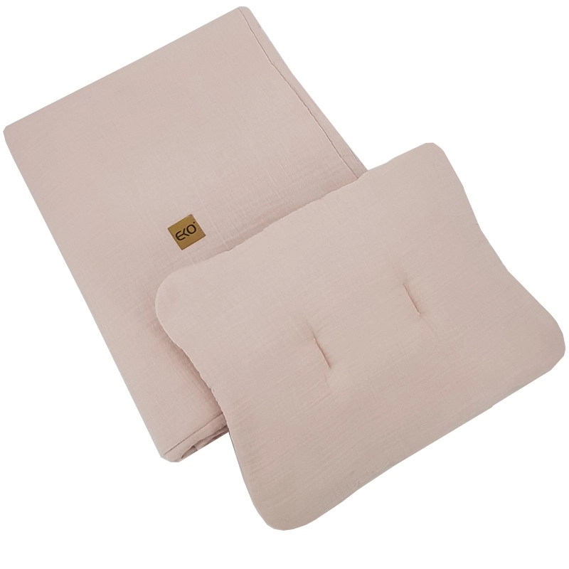 Mušelínová sada do postýlky EKO powder pink 2dílná
