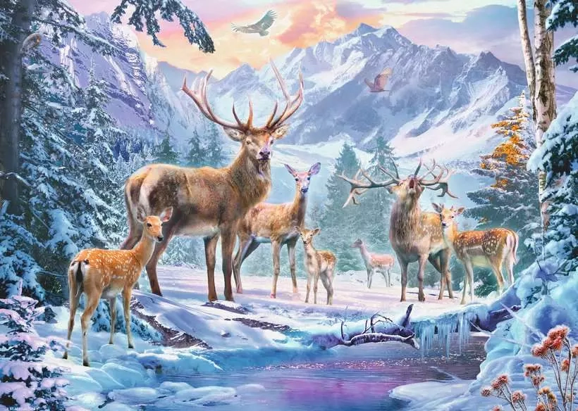 Ravensburger Puzzle jeleni v zimě 1000 dílků