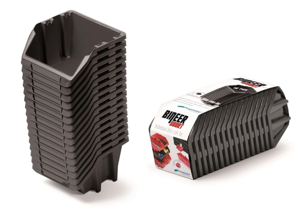 PROSPERPLAST Set plastových úložných boxů 16ks BINEER SHORT SET 234 x 77 x 92 cmčerný