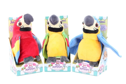 GGV Interaktivní plyšový mluvící papoušek zelený