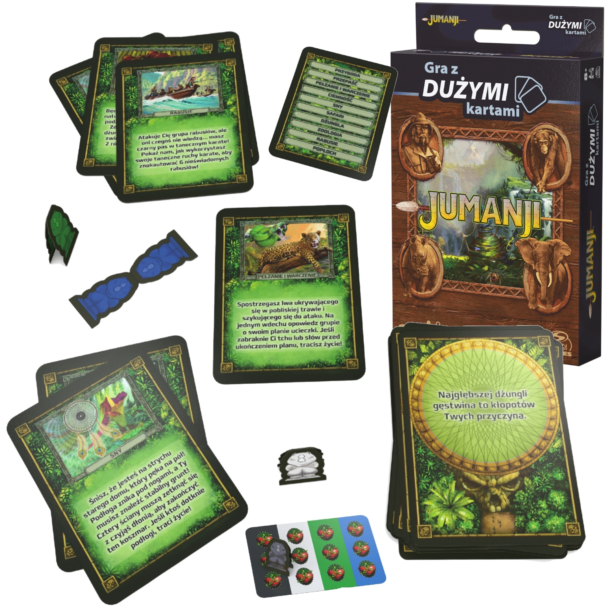 Jumanji rodinná karetní hra s velkými kartami (polská verze)