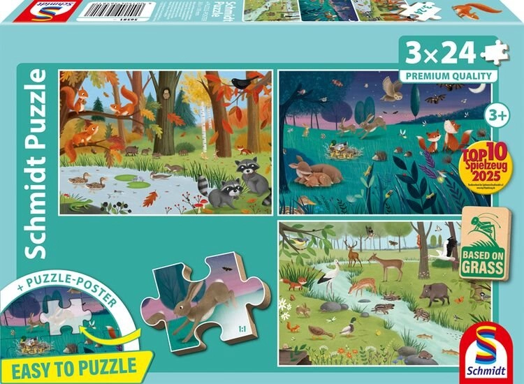Schmidt puzzle Lesní a luční zvířata 3×24 dílků