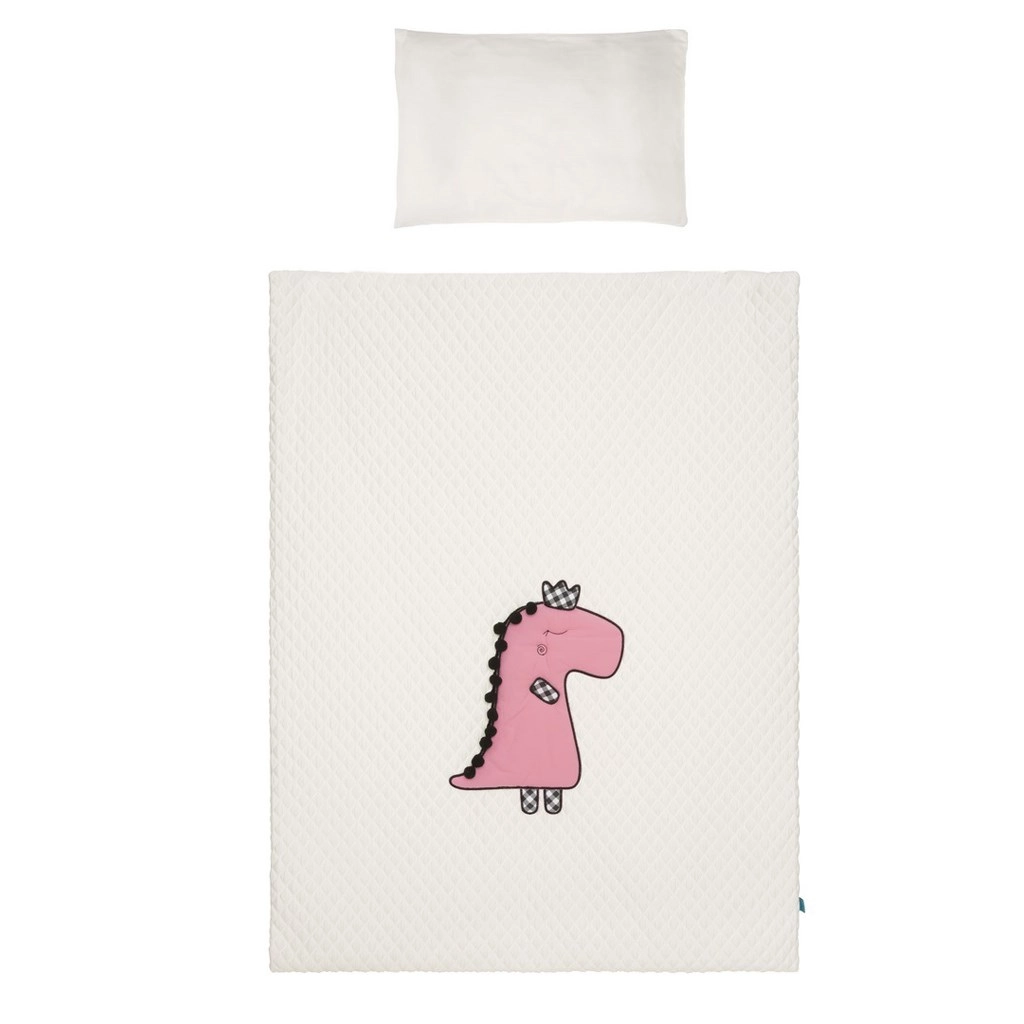 3dílné dětské povlečení do postýlky BELISIMA Dino 3D smetanovo‑růžové 100 × 135 cm