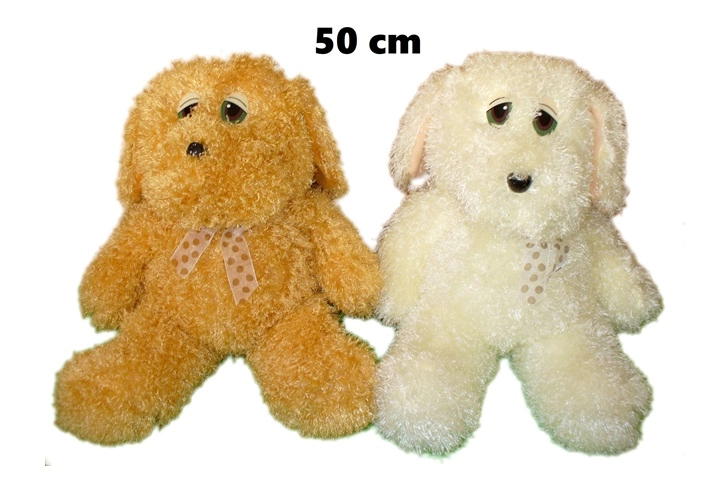 Velký plyšový pes s mašlí 55 cm