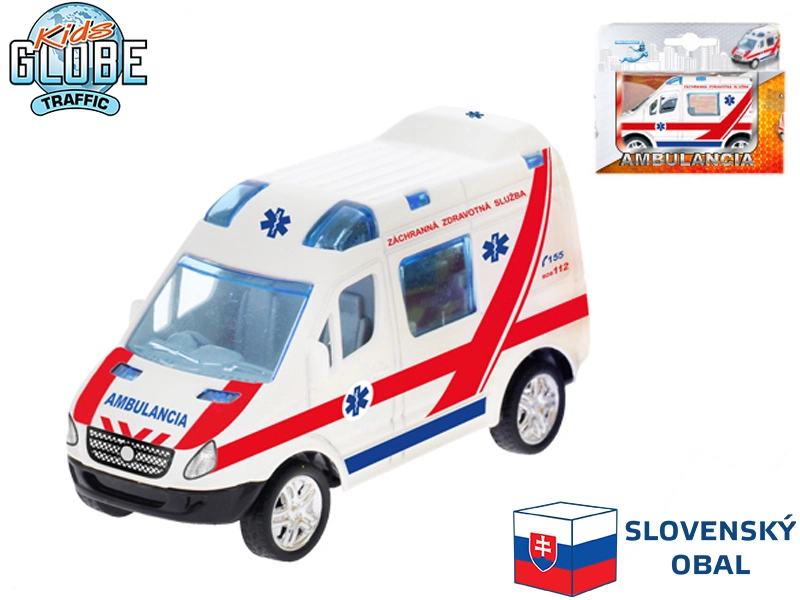 Auto slovenská ambulance 8cm kov zpětný chod v krabičce