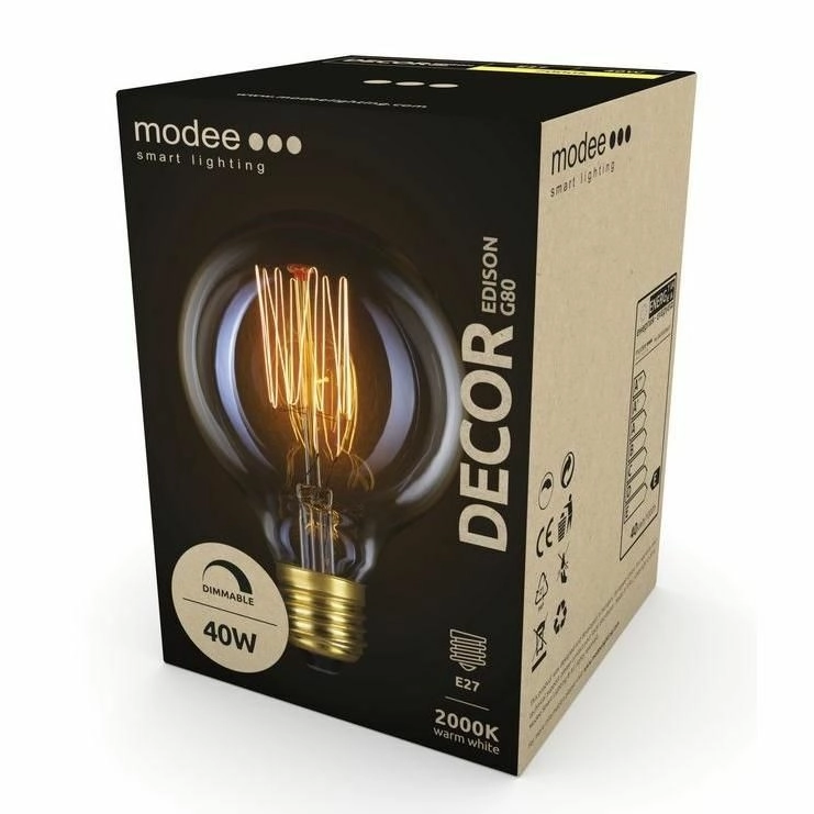 Levně Modee Smart dekorativní žárovka Edison G80 E27 40 W extra teplá bílá
