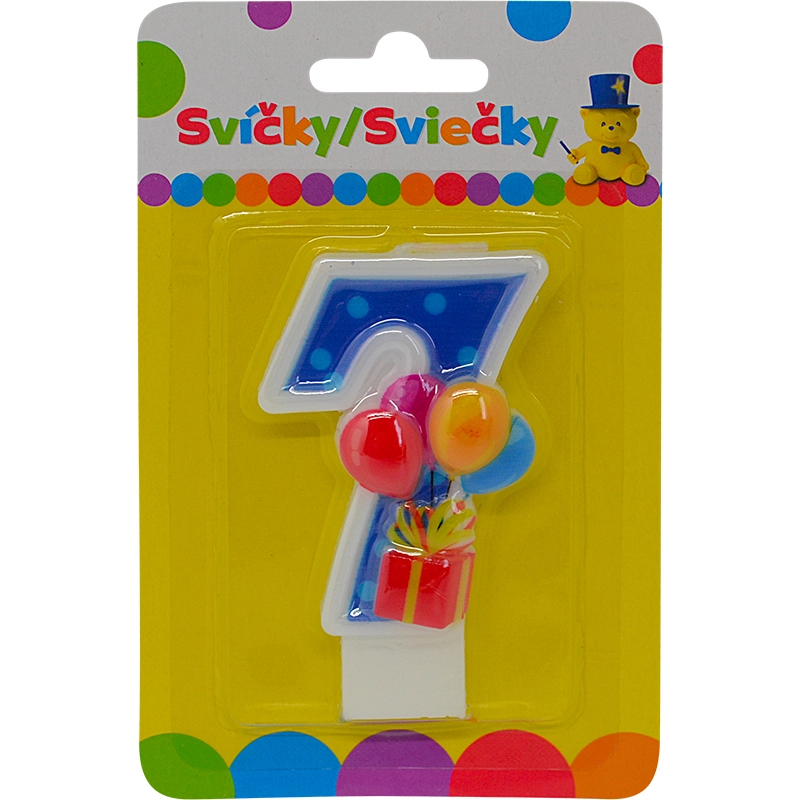 Narozeninová svíčka s balónky číslo 7