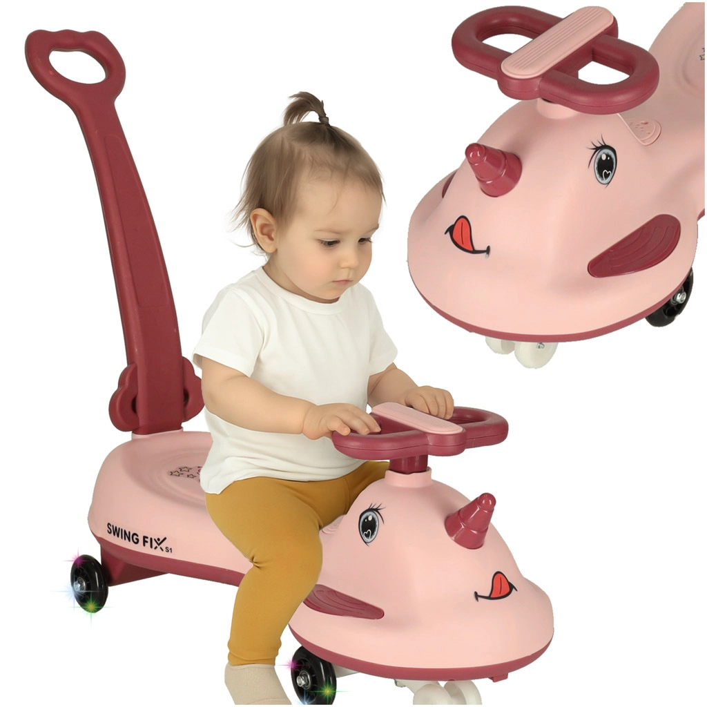Růžové jezdítko LED Unicorn s rukojetí