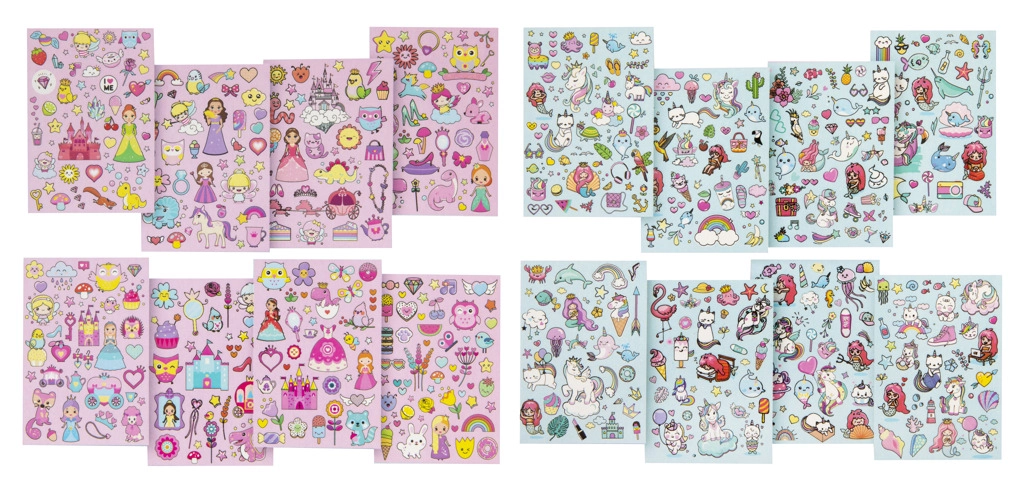 GRAFIX Samolepky Jednorožec a mořská panna třpytivé A5 knížka