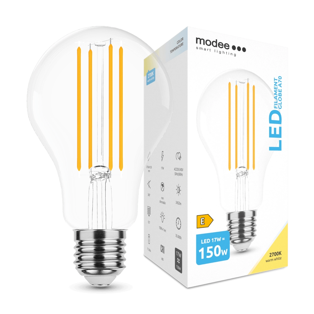 Modee Smart Lighting LED Filament Globe žárovka E27 17W teplá bílá