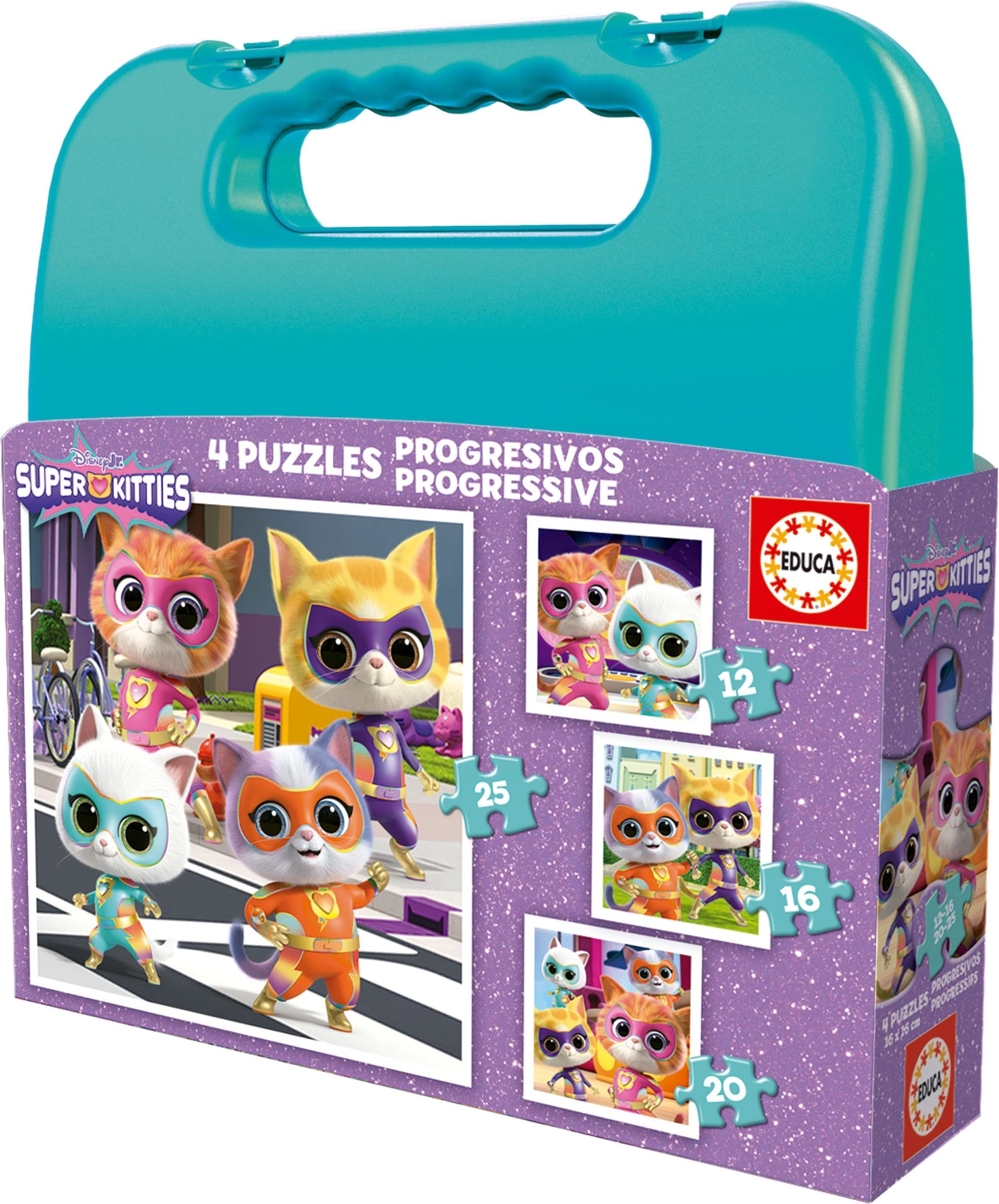 Puzzle v kufříku SUPER KITTIES 4v1