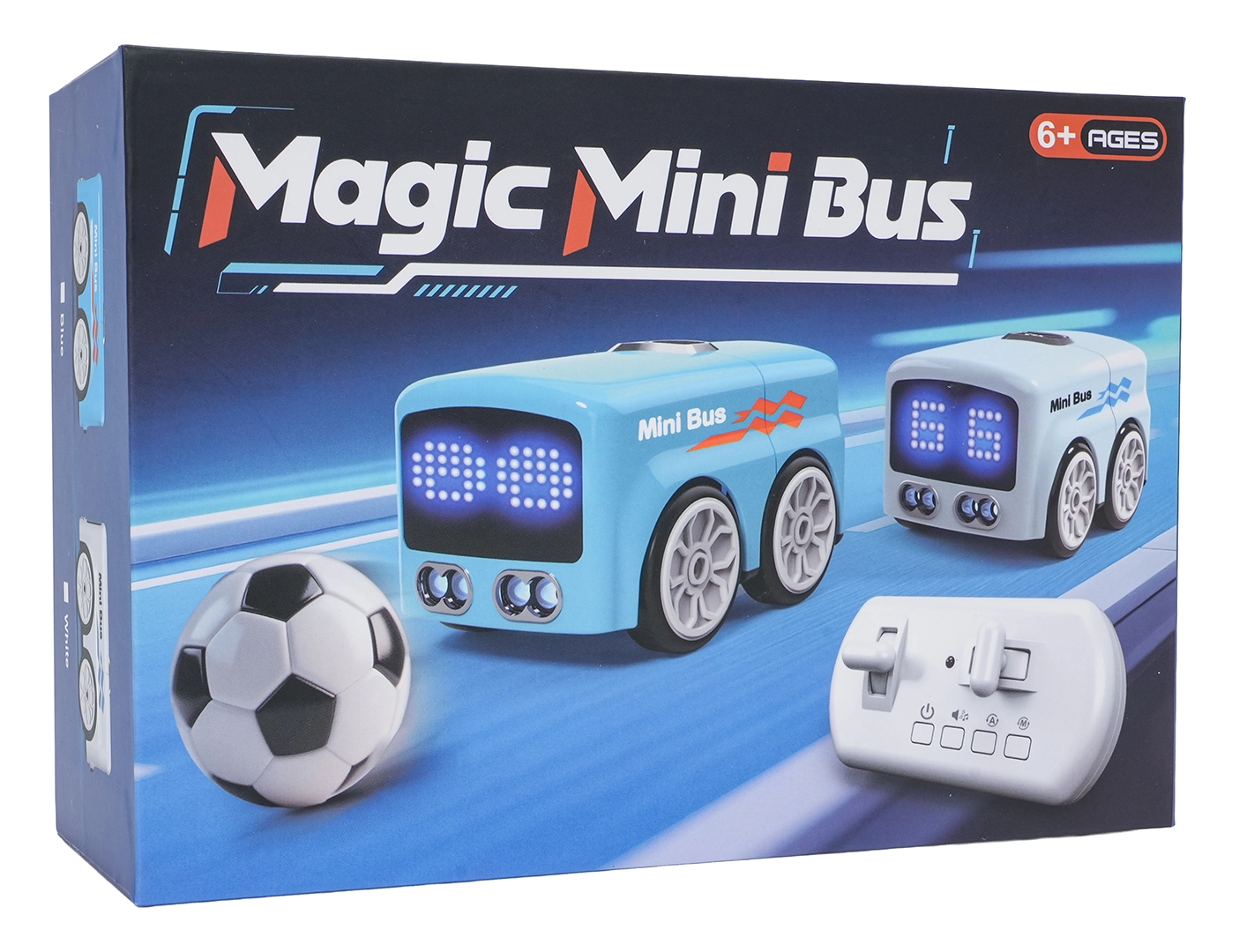 RC mini autobus s míčkem – modrý