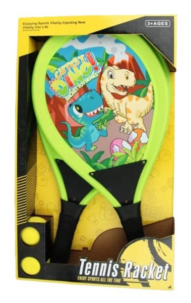 Dětská sada raketek s dinosaury – 2 rakety a 2 míčky