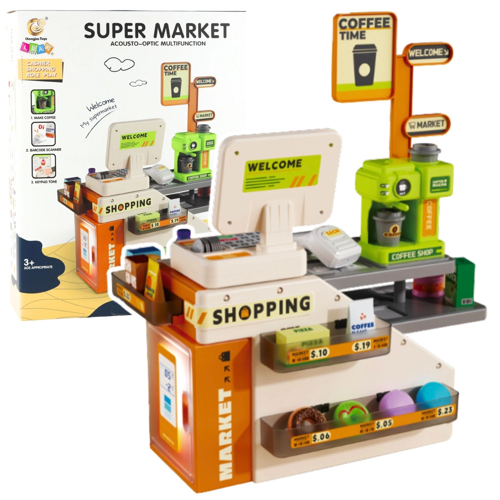 Pokladna s kavárnou pro děti se světly a zvuky, 70 ks