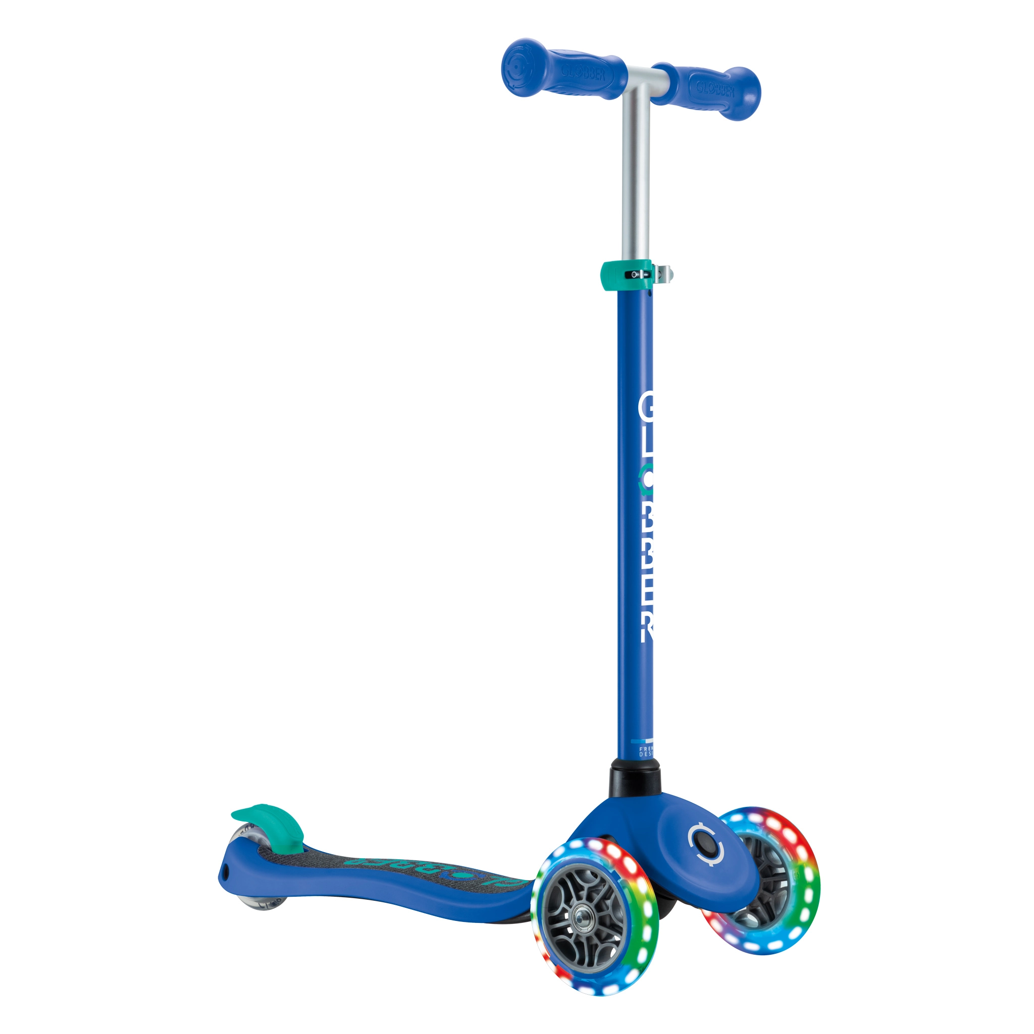 Levně Globber Primo Lights V2 dětská tříkolová koloběžka se svítícími kolečky navy blue