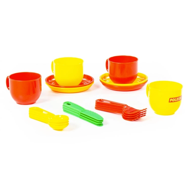 Dětská jídelní sada pro 4 osoby s táckem v síťce