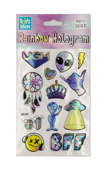 Holografické samolepky Alien s duhovým efektem
