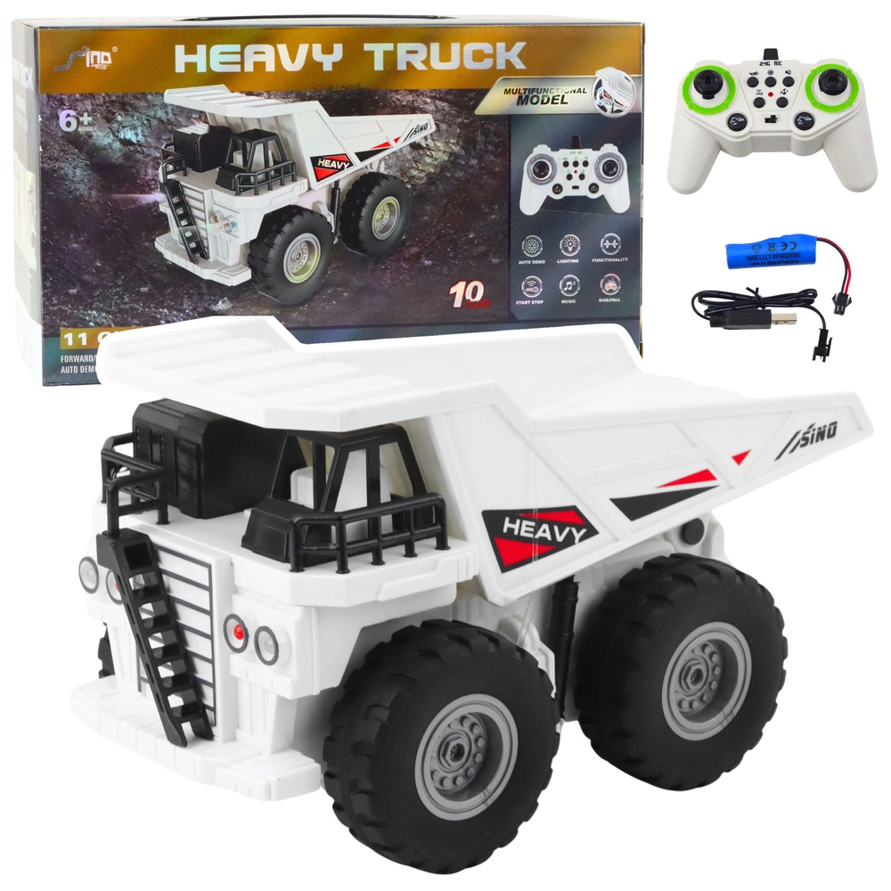 Rc sklápěč HEAVY TRUCK 1:24 bílý se světly a zvuky