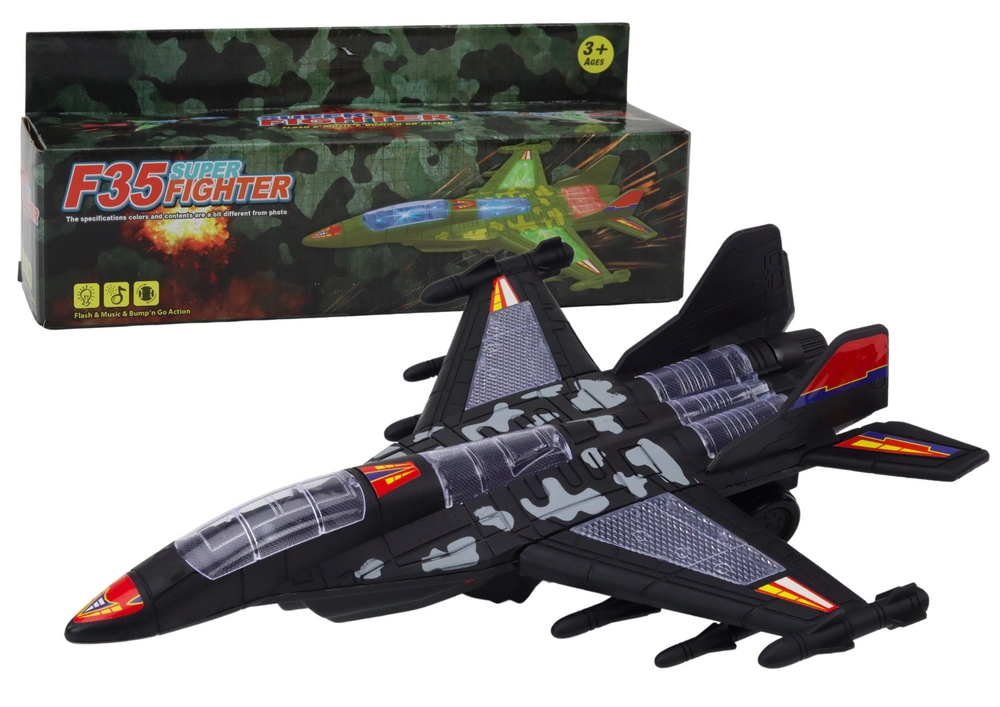 Lean Toys Světla pro řízení vojenského stíhače F35 zní černě