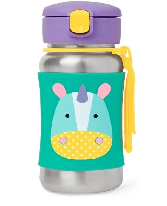 Levně Skip Hop Zoo nerezová láhev s brčkem Narval 350 ml