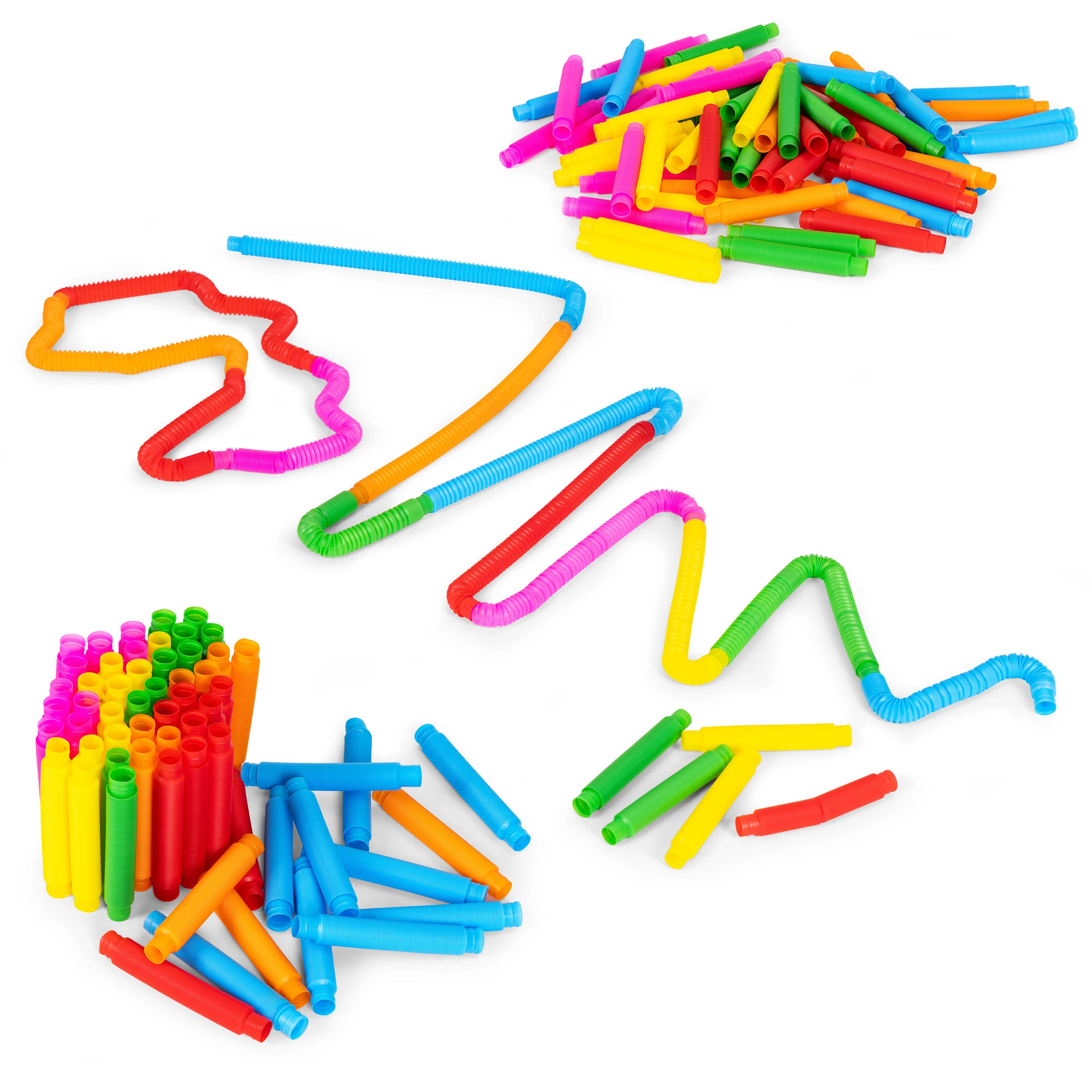 senzorické pop tubusy pro děti – antistresové spojovací trubičky, 60 ks