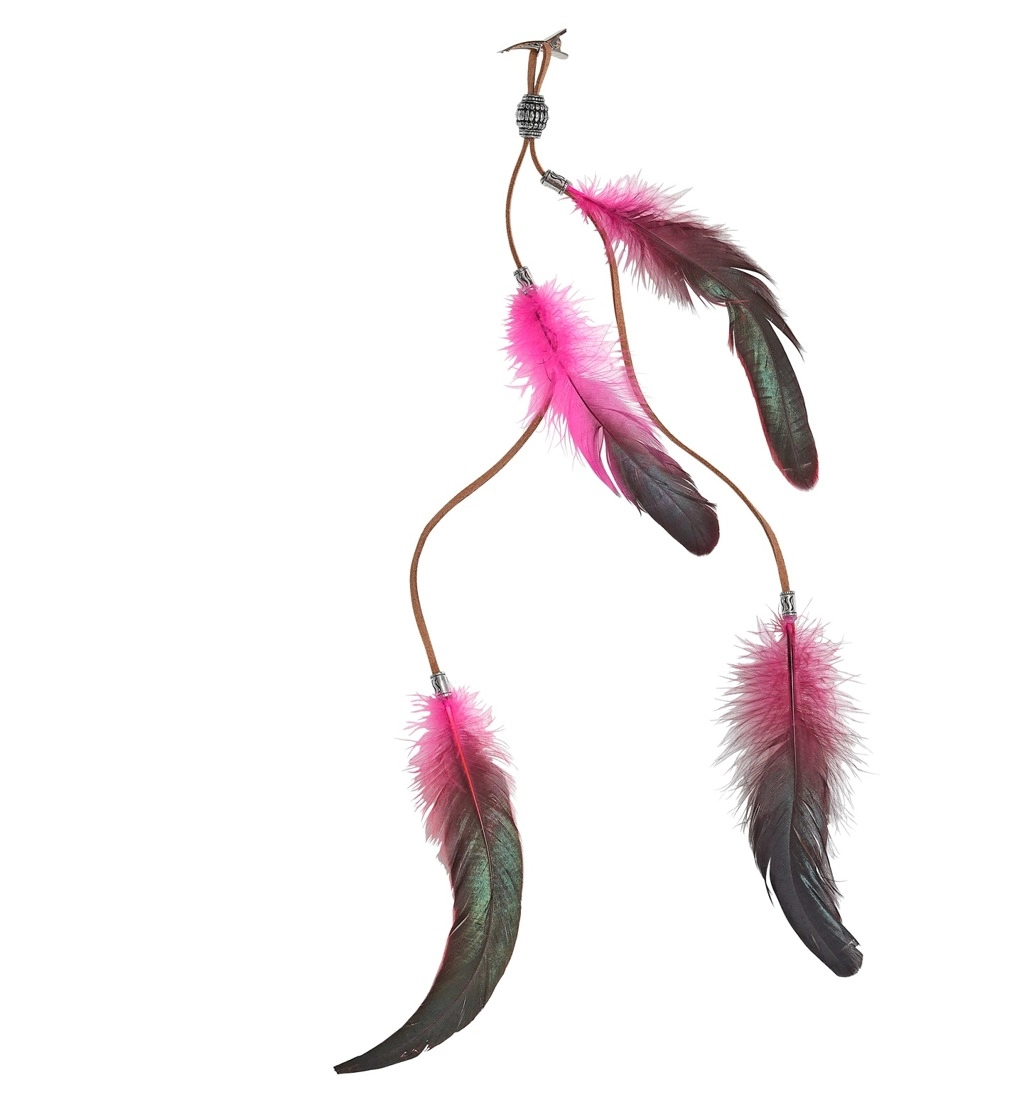 Ozdoba do vlasů růžová pírka