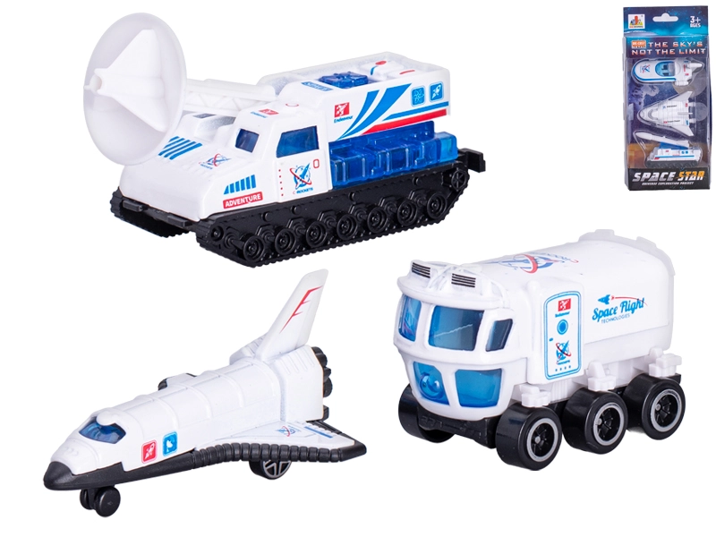 Kovová vesmírná vozidla na volný chod – sada 3 ks