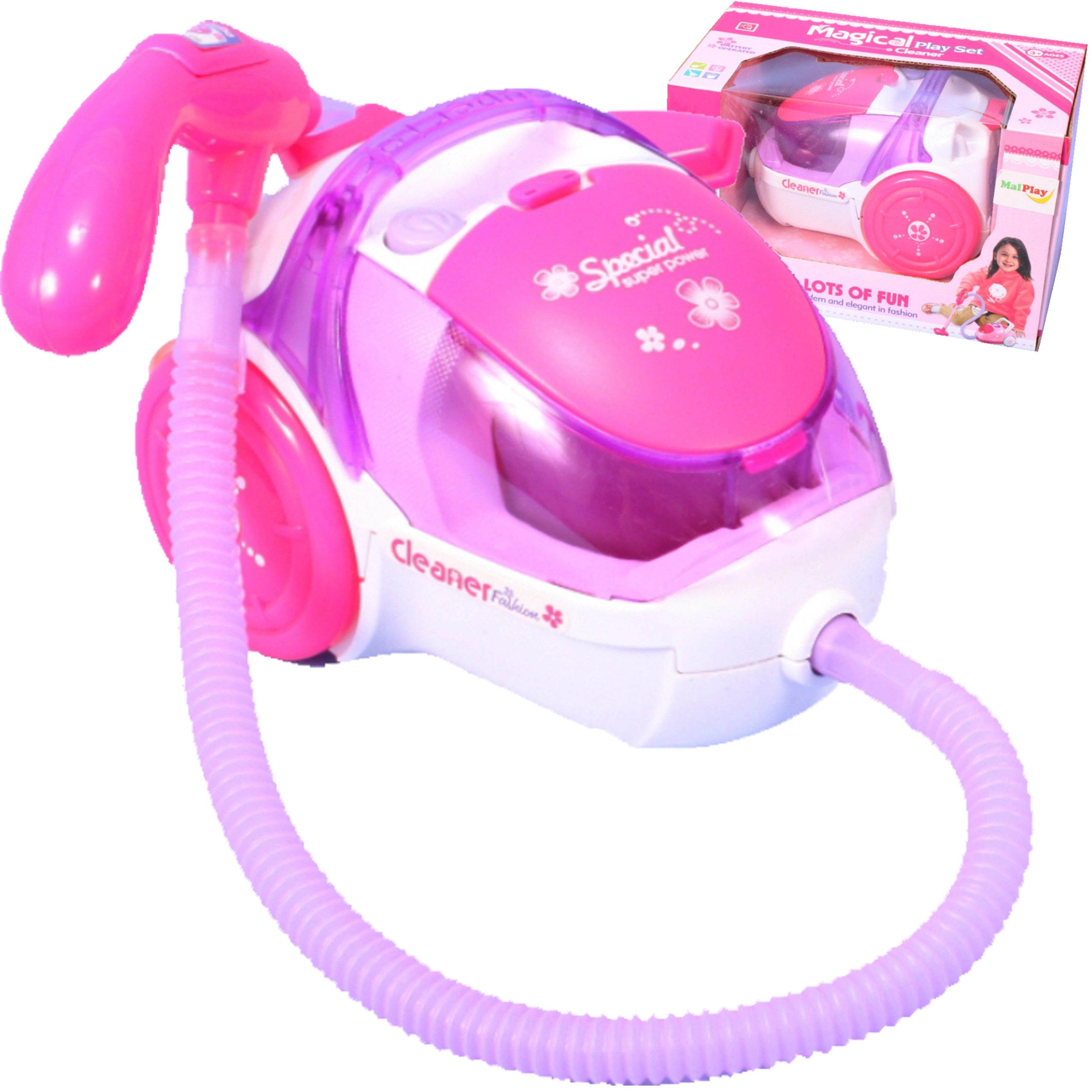 Hračka vysavač Super Cleaner – bílo‑růžový