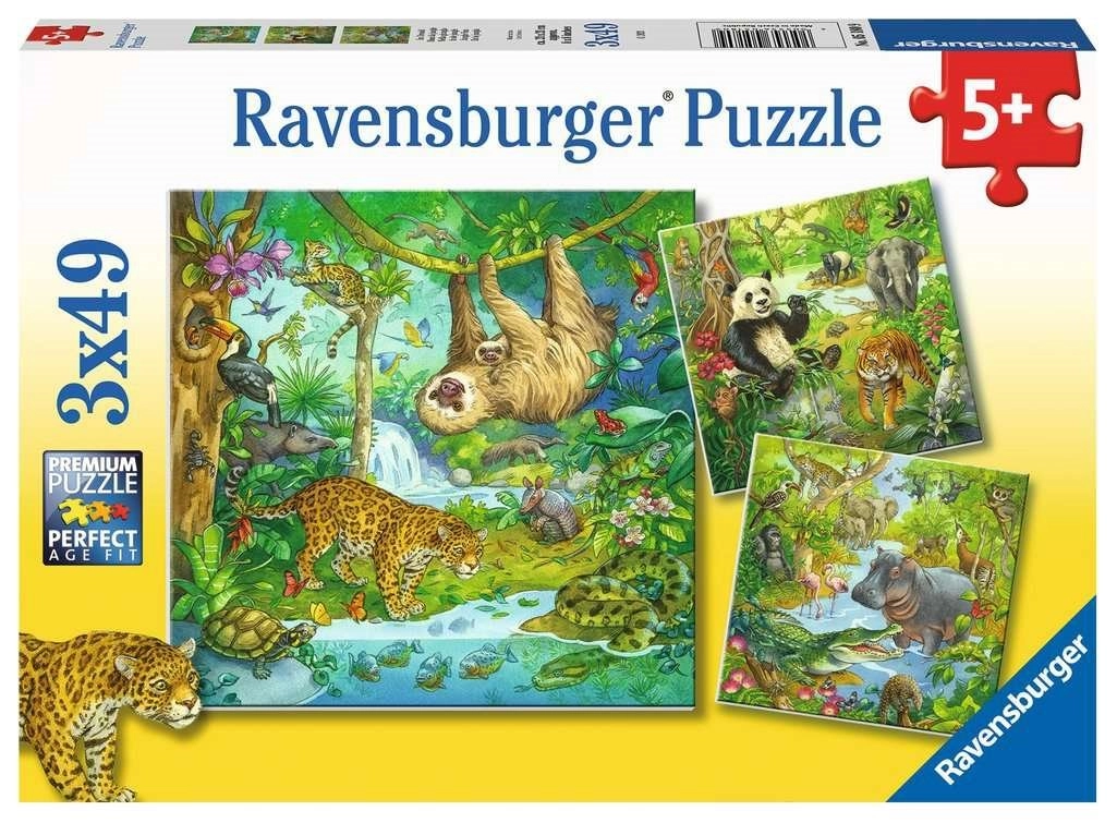 RAVENSBURGER Puzzle Zvířata v džungli 3x49 dílků