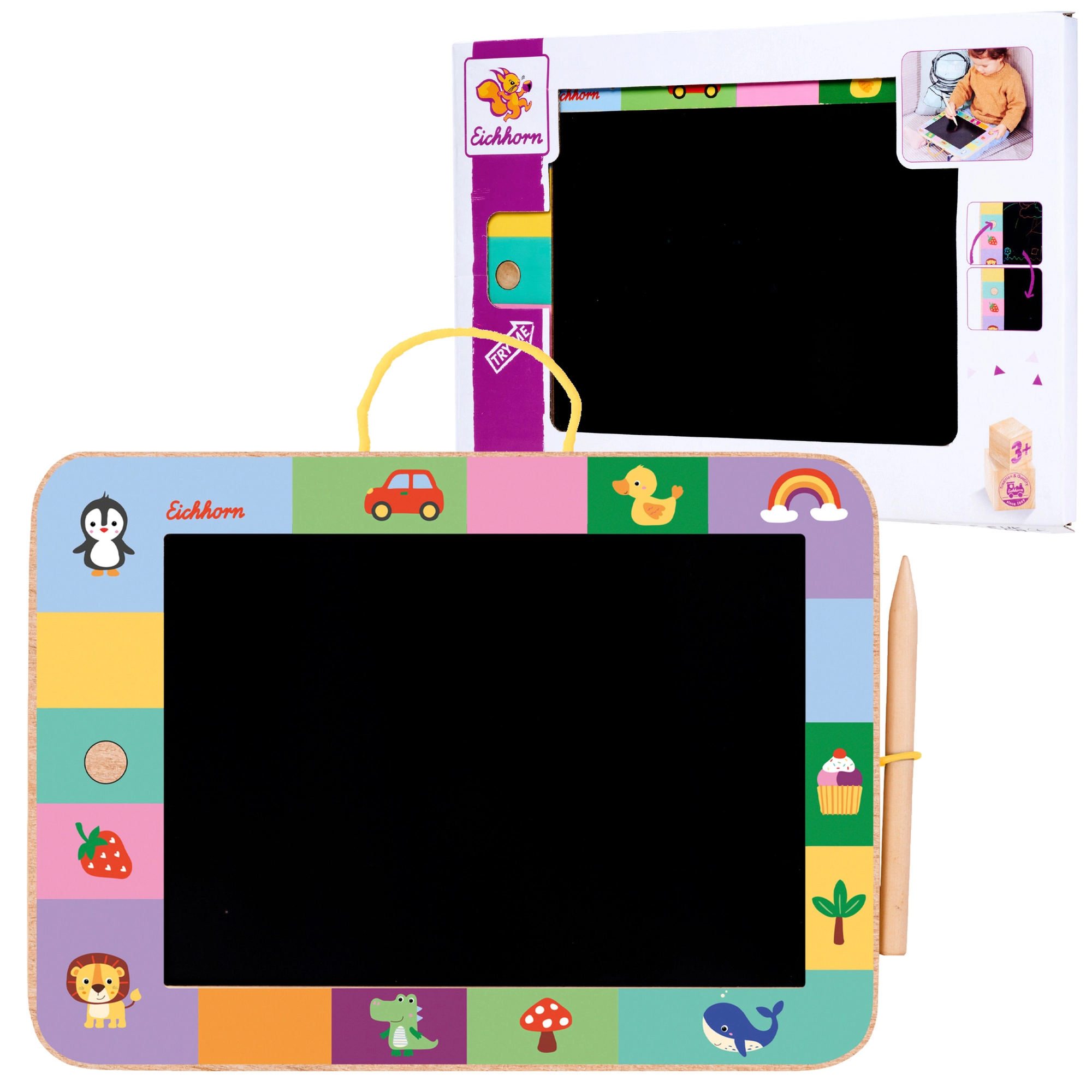 Dřevěná kreslicí tabulka pro děti s ryskou 3+ EICHHORN