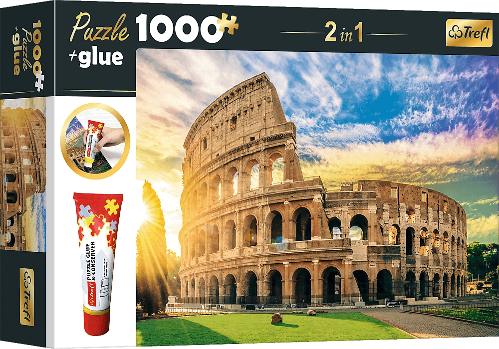 TREFL Sada 2v1 puzzle Amfiteátr Fláviův, Řím, Itálie 1000 dílků s lepidlem
