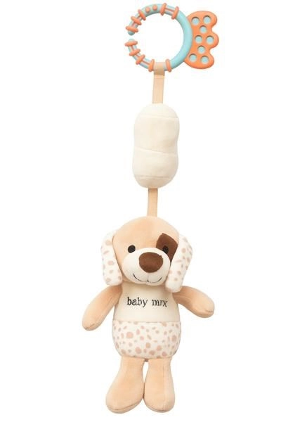 Edukační hrací plyšová hračka s klipem BABY MIX pejsek hnědý