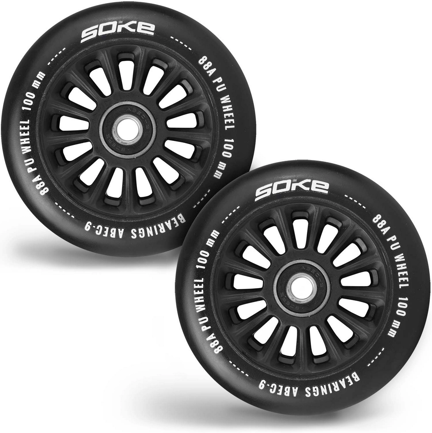 Soke kolečka do koloběžky 100 mm černá 2 ks