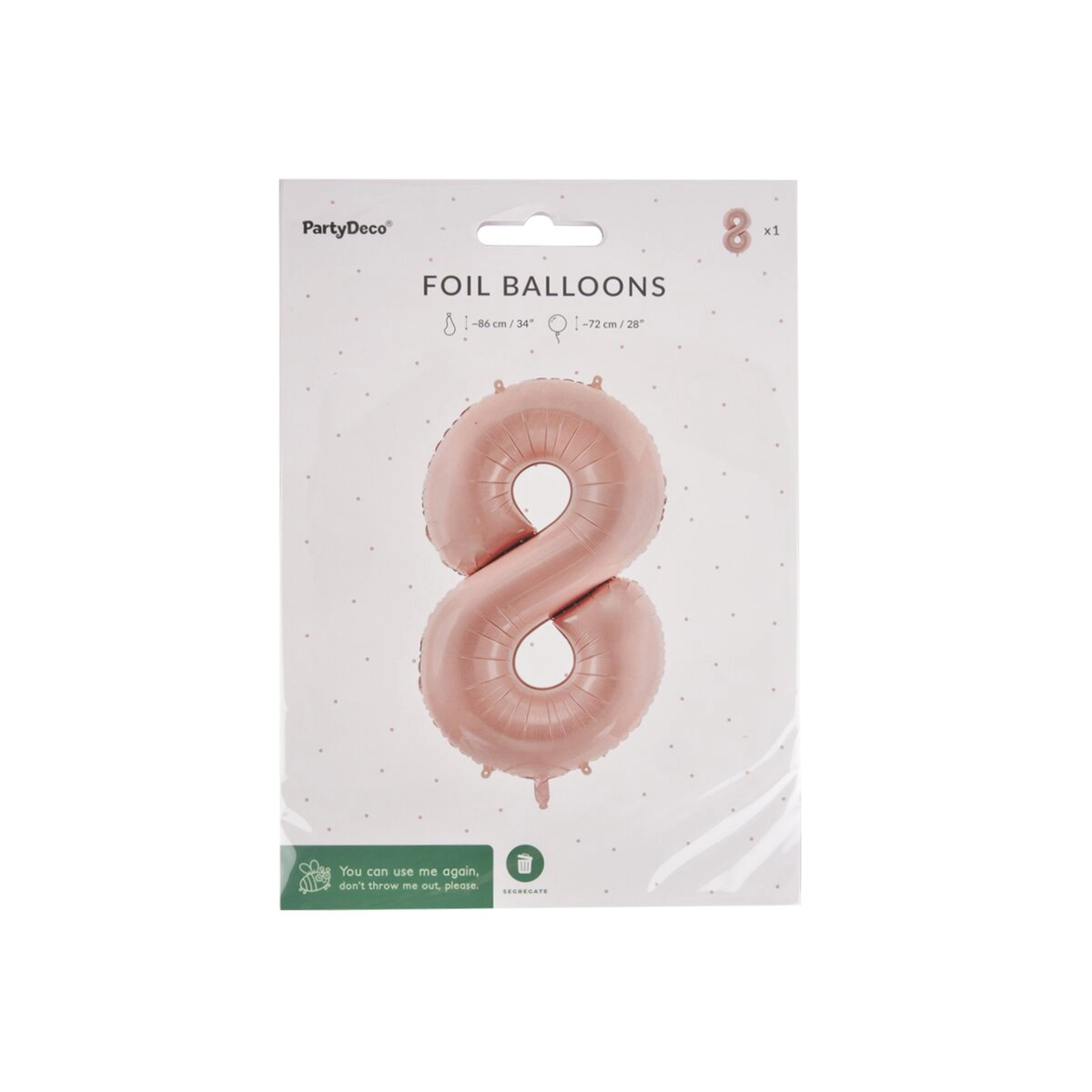 Fóliový balónek číslice 8 béžový 72 cm
