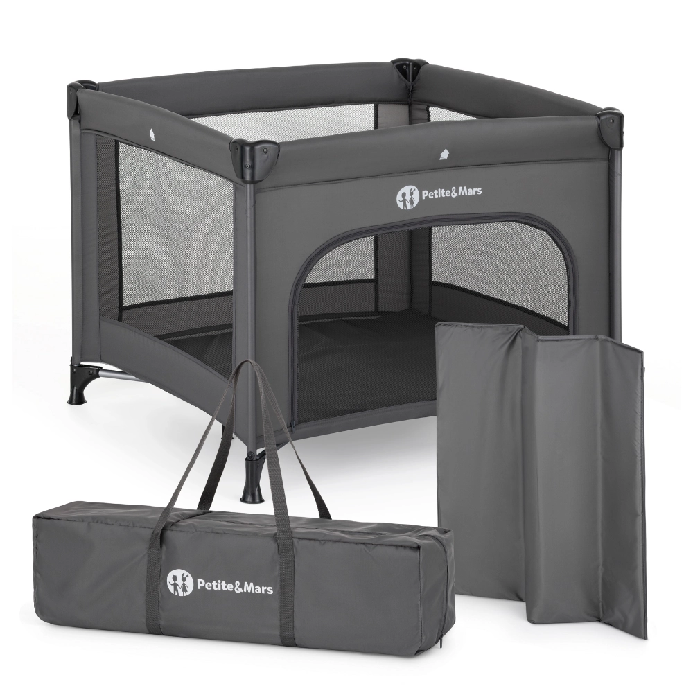 Levně Cestovní ohrádka PETITE&MARS Nook Urban charcoal grey