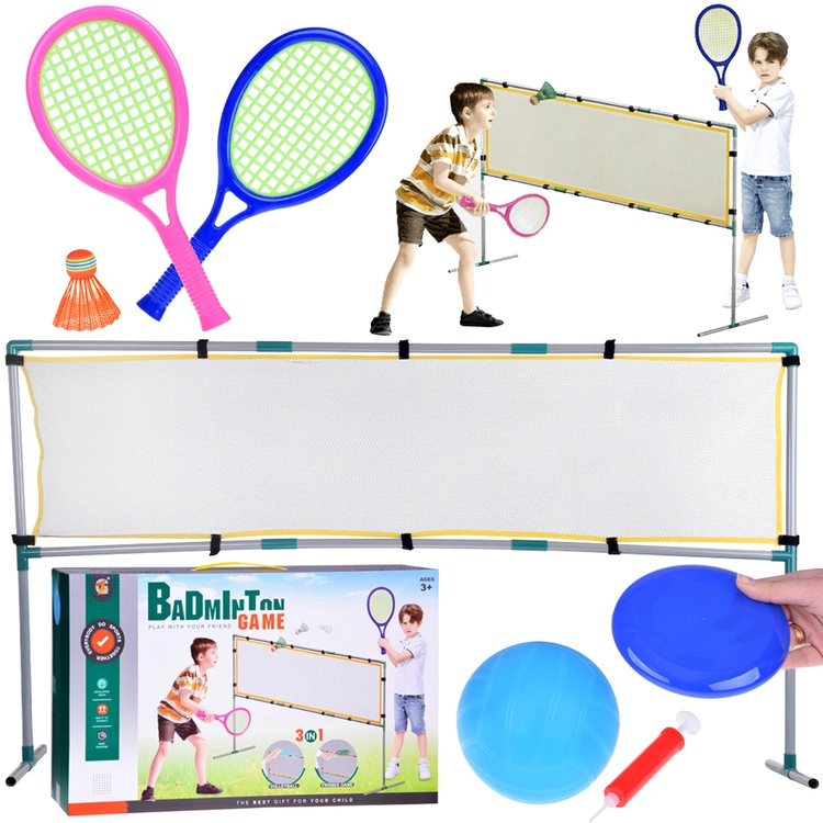 Levně Sportovní set 3v1 se sítí – badminton, volejbal a létající talíř pro děti