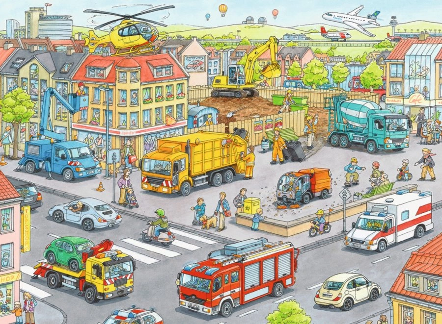 Ravensburger puzzle vozidla ve městě 100 dílků