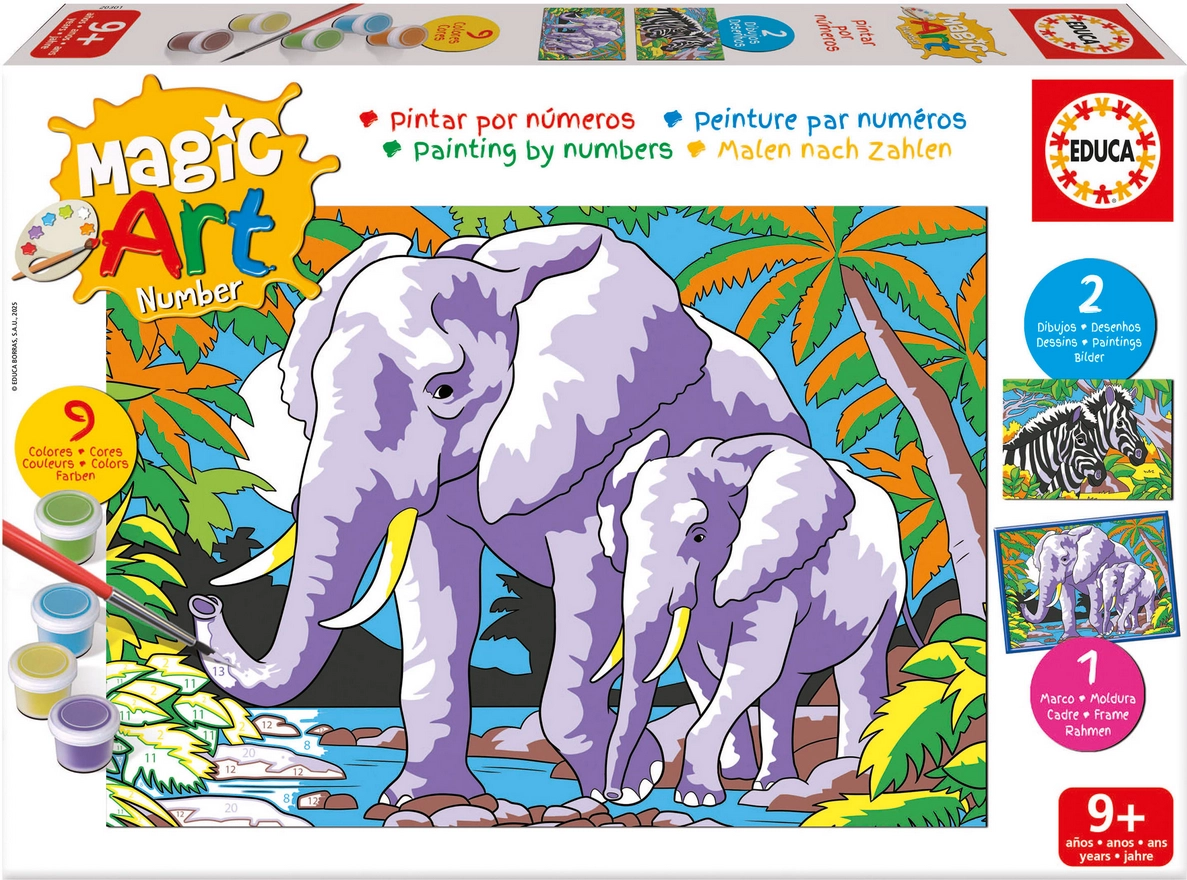 malování podle čísel: sloni a zebry EDUCA