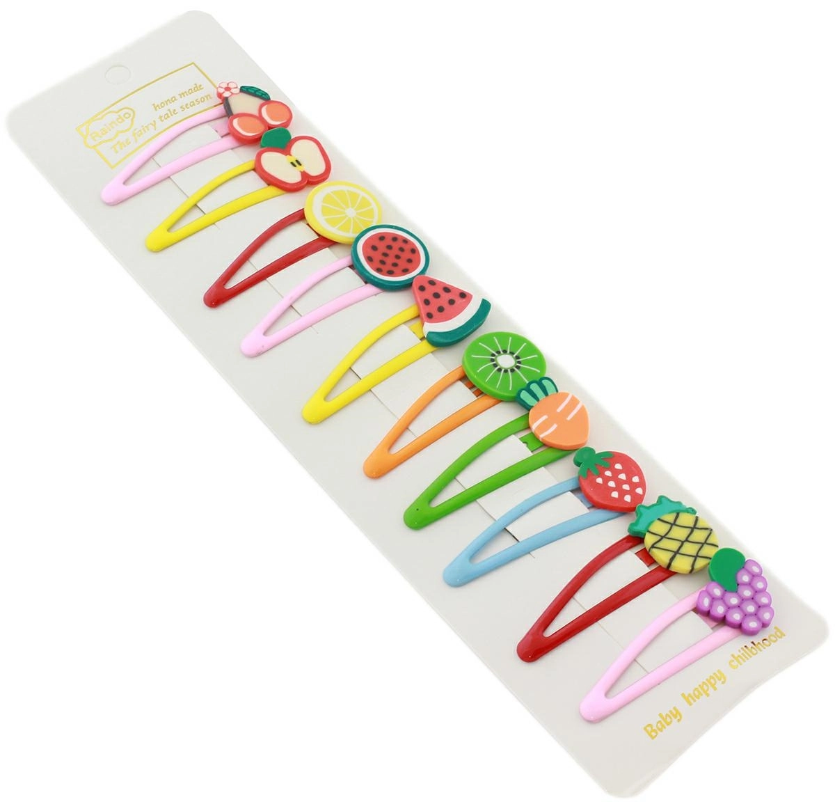 Sada barevných spon do vlasů s motivem ovoce, 10 ks