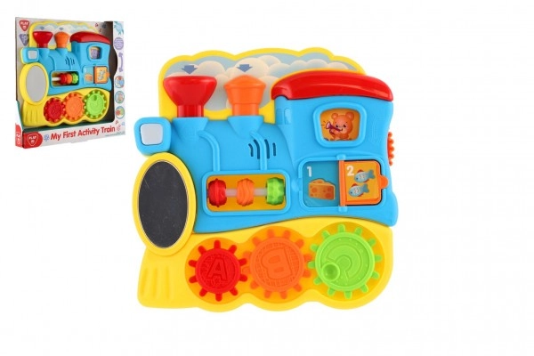 Levně Teddies Vláček edukační s aktivitami plast na baterie se světlem zvukem v krabici 245x24x3cm