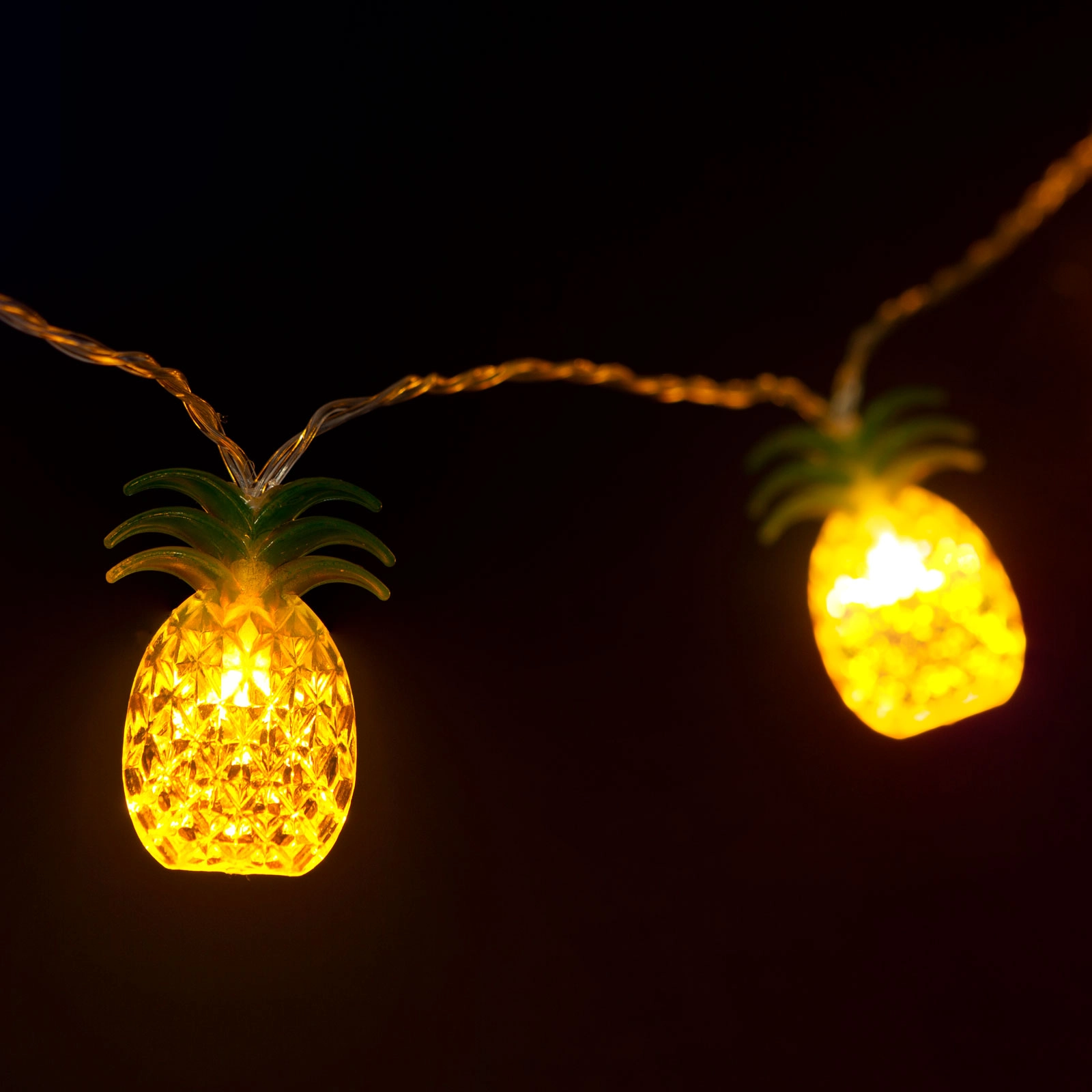 LED světelný řetěz s ananasy, 1,65 m, 10 LED, teplá bílá