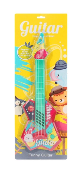 Barevná kytara se zvířátky 42 cm