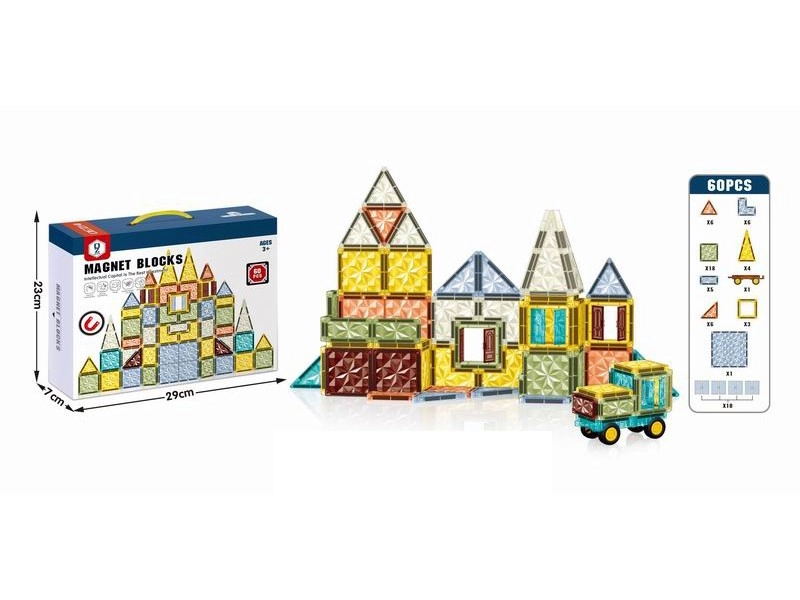 Magnetická 3D stavebnice pro děti – 60 dílků