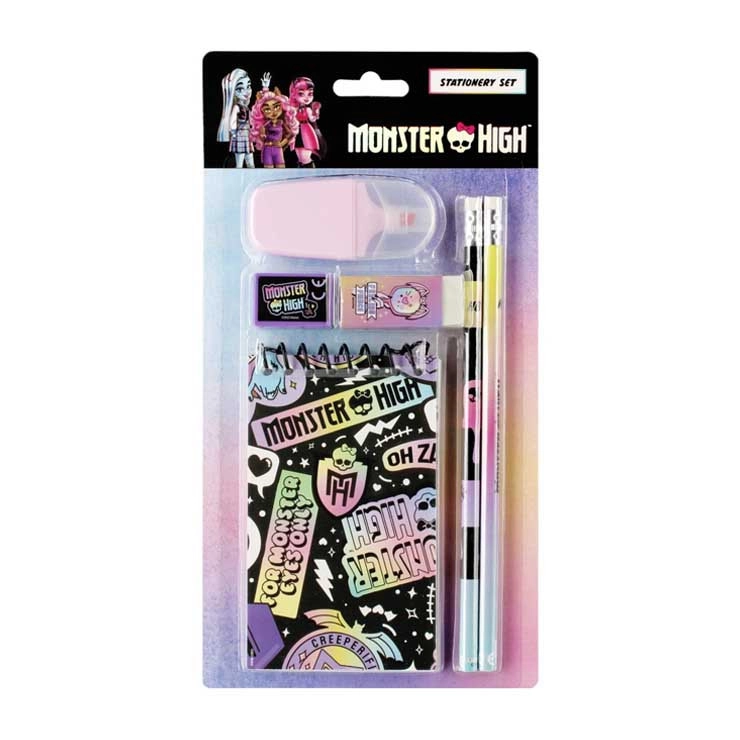 Školní sada Monster High s blokem a psacími potřebami