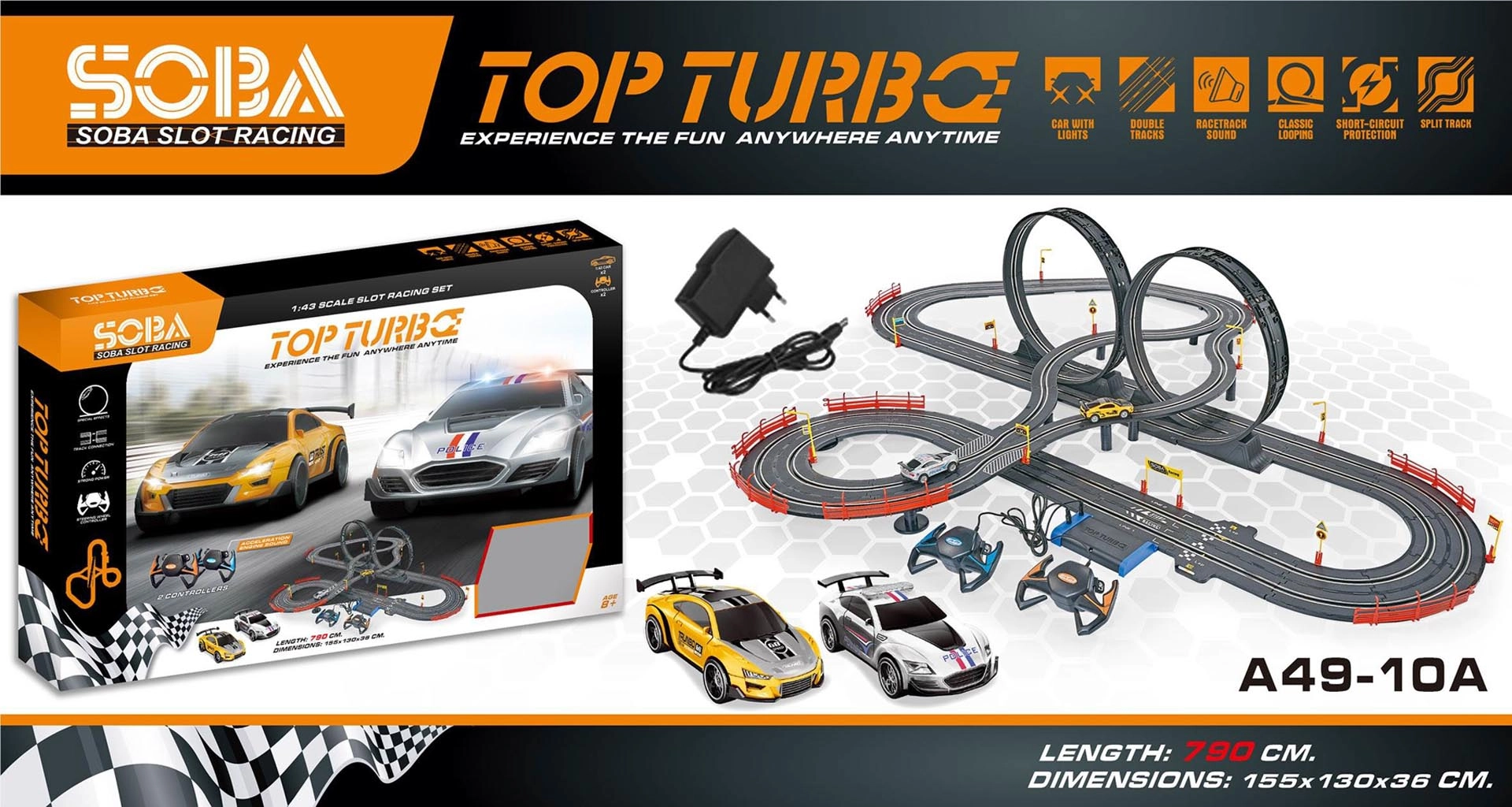 Závodní autodráha TOP TURBO XXL 790 cm se dvěma auty