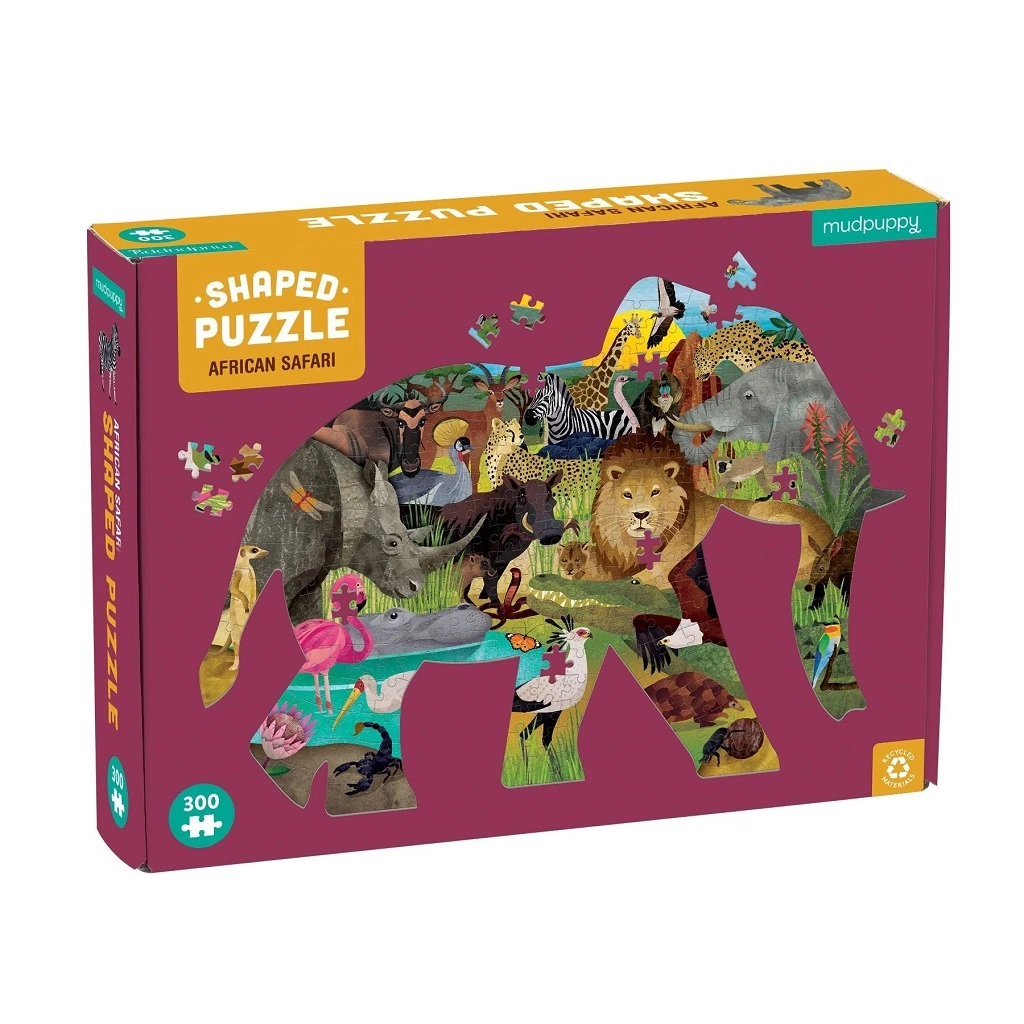 Puzzle africké safari ve tvaru slona 300 dílků