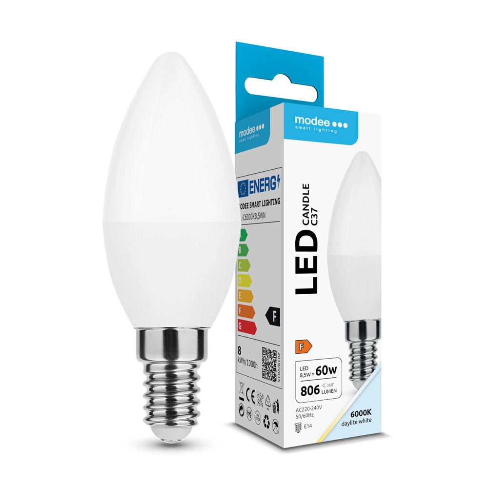 Modee LED svíčková žárovka C37 8,5 W E14 806 lm studená bílá