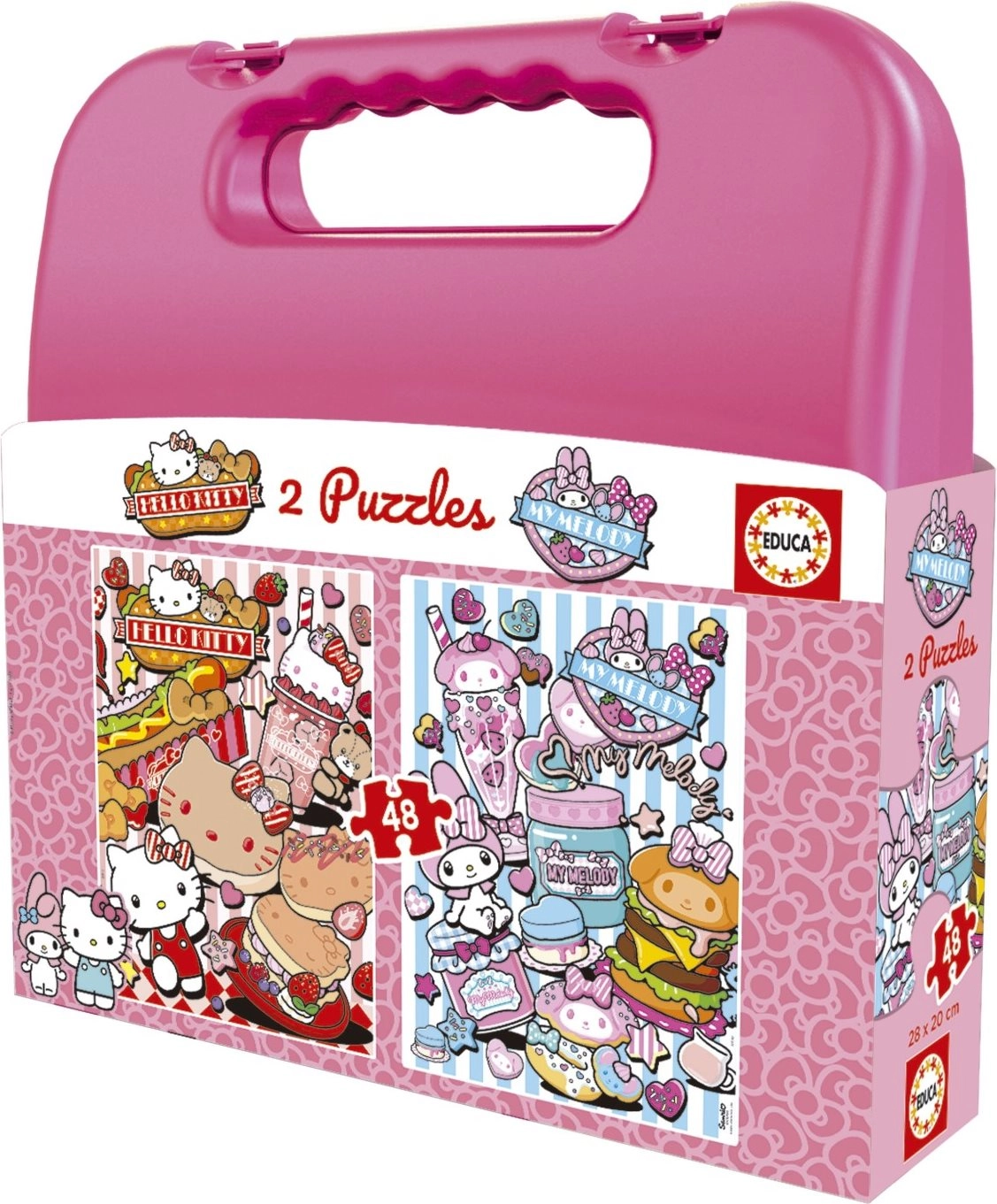 EDUCA Puzzle v kufříku Hello Kitty a přátelé 2 × 48 dílků